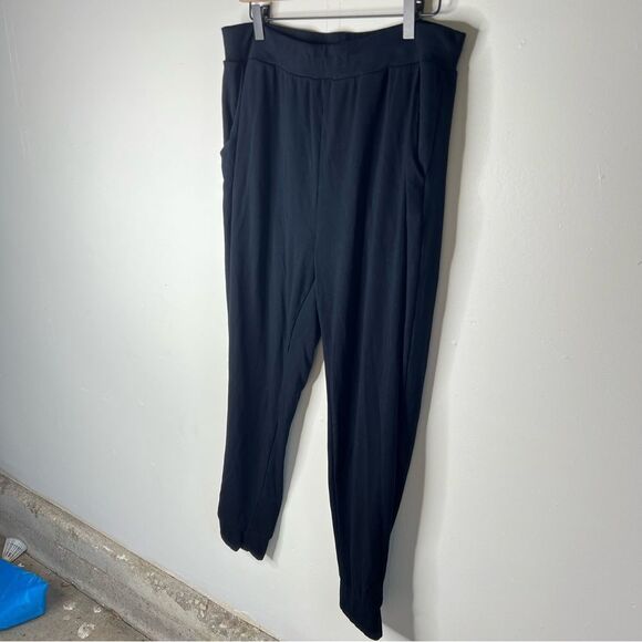 Cozy Earth Bamboo Rib Knit Black Lounge Joggers Womens XL Stretch Pull On Pocket - Picture 2 of 14